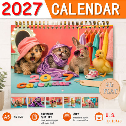 2027 Funny Illustration Wall Calendar 🎨🐱🐶