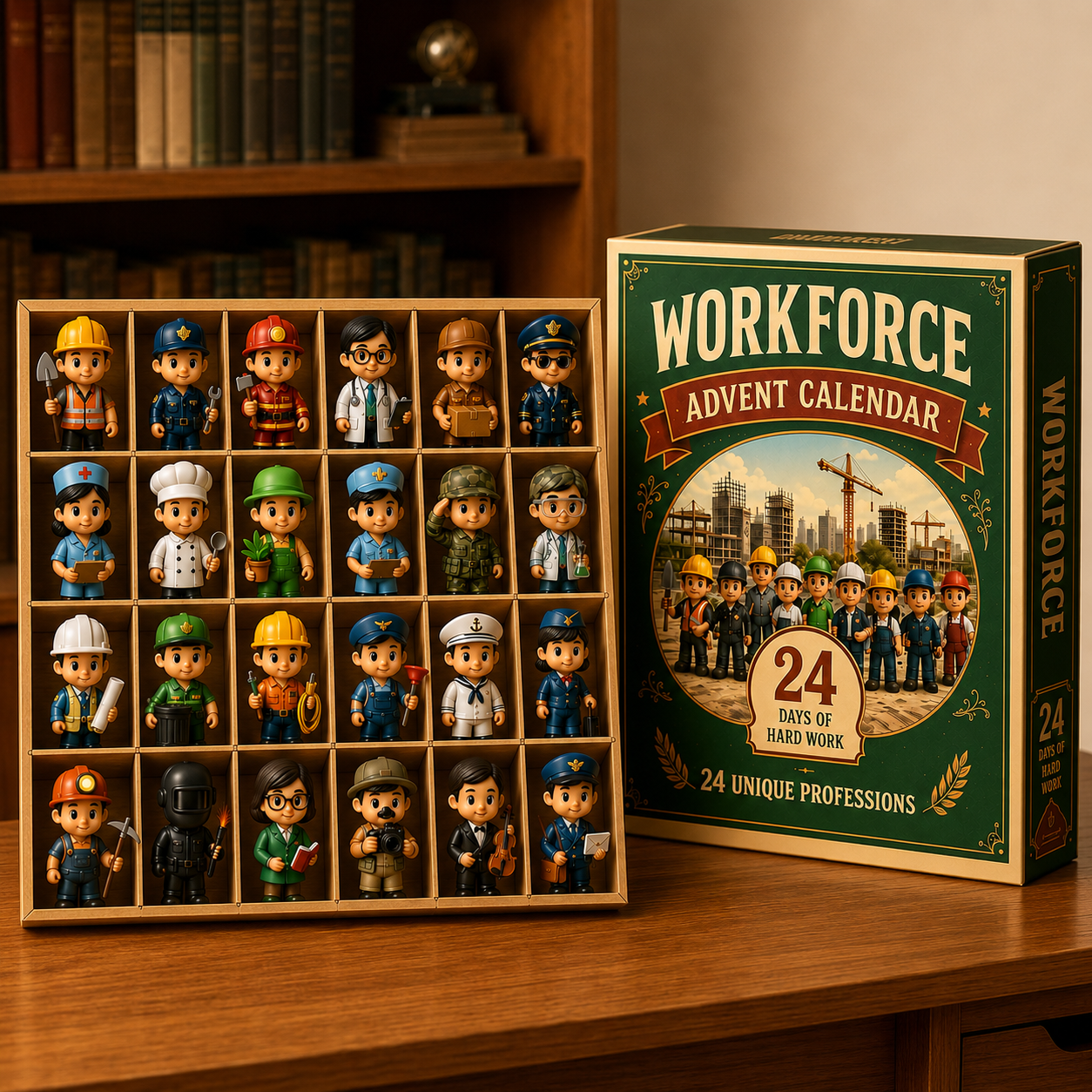 👷‍♂️👨‍🔧Workforce Advent Calendar | 24 Unique Professions Mini Figurines Christmas Gift Box