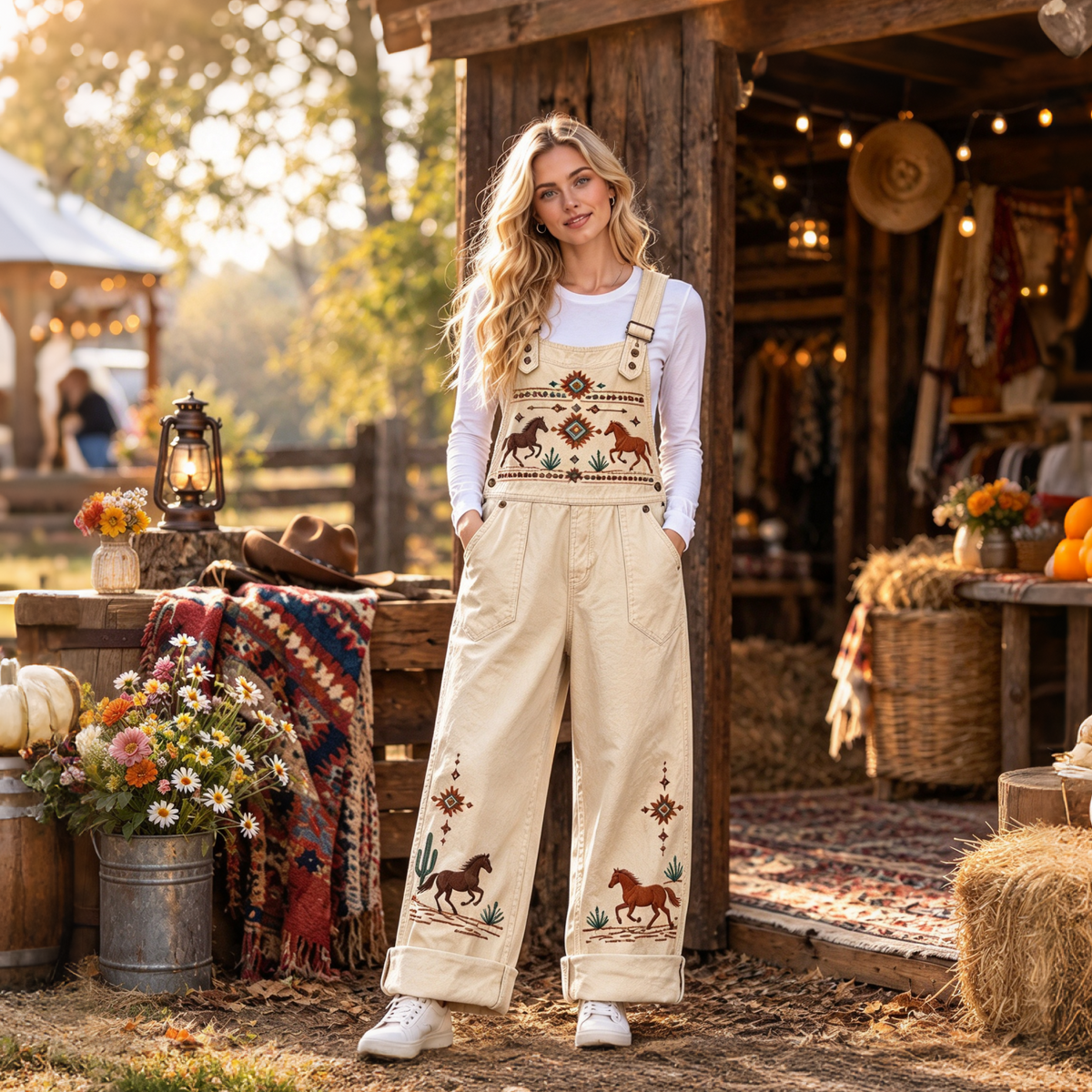 🐎 Western Horse Printed Overalls