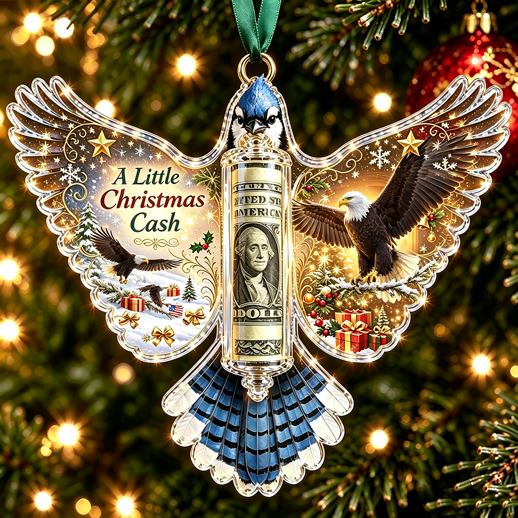 🦜 💵 Christmas Cash Gift Blue Jay Ornament – Holiday Money Holder Keepsake 🎄 ✨