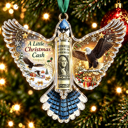🦜 💵 Christmas Cash Gift Blue Jay Ornament – Holiday Money Holder Keepsake 🎄 ✨