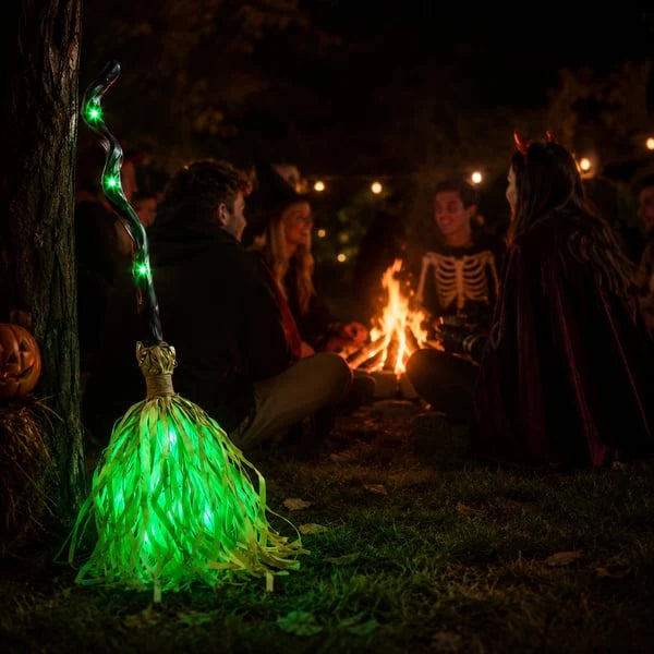 🧙‍♀️Magic Halloween Animated Moving Witch Broom Light‑Sound‑Motion🧹