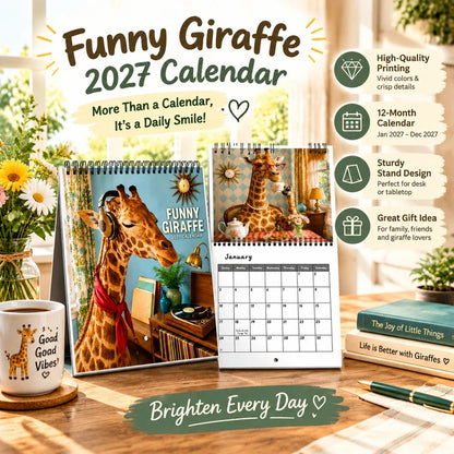 🦒 Funny Giraffe 2027 Wall Calendar – Music, Sass & Long-Necked Charm