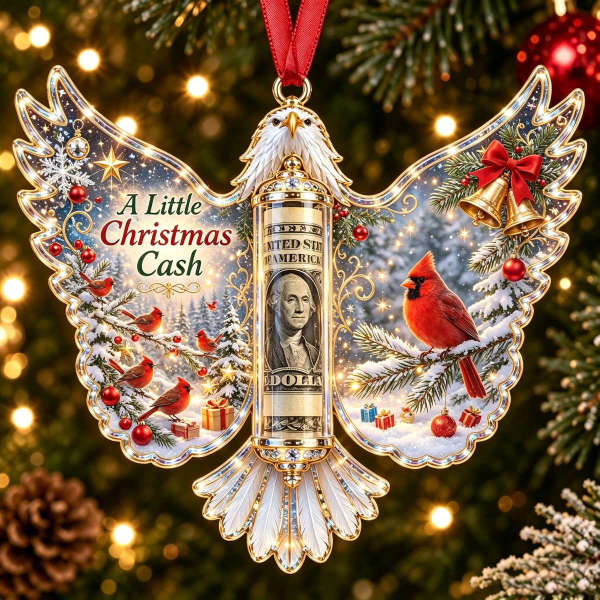 🦅 💵 Christmas Cash Gift Bald Eagle Ornament – Holiday Money Holder Keepsake 🎄 ✨