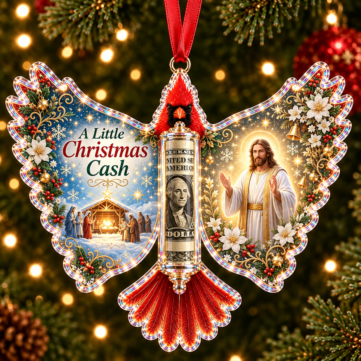🐦 💵 Christmas Cash Gift Cardinal Ornament – Holiday Money Holder Keepsake 🎄 ✨