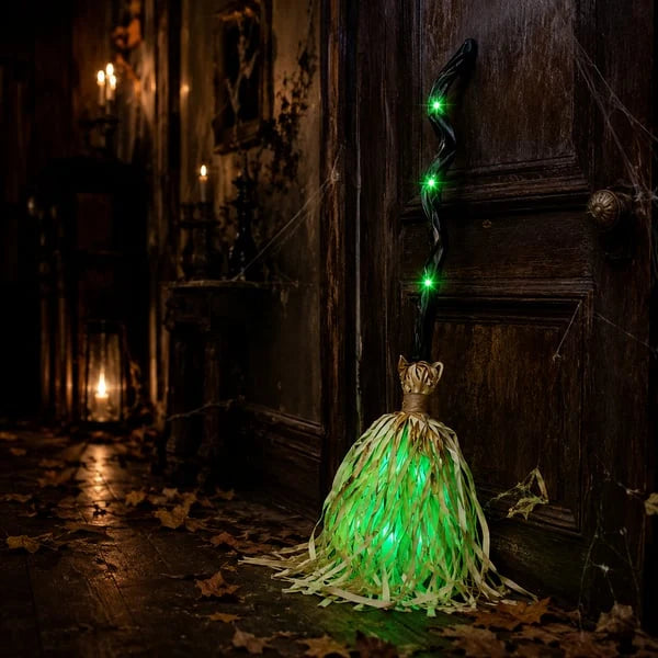 🧙‍♀️Magic Halloween Animated Moving Witch Broom Light‑Sound‑Motion🧹
