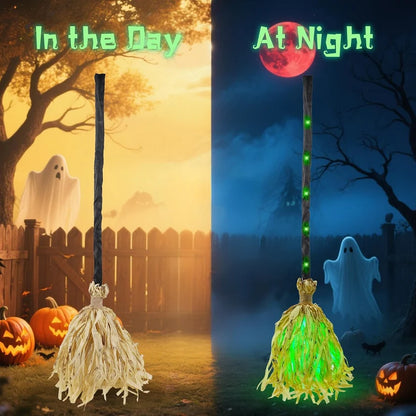 🧙‍♀️🧹Magic Halloween Animated Moving Witch Broom Light‑Sound‑Motion