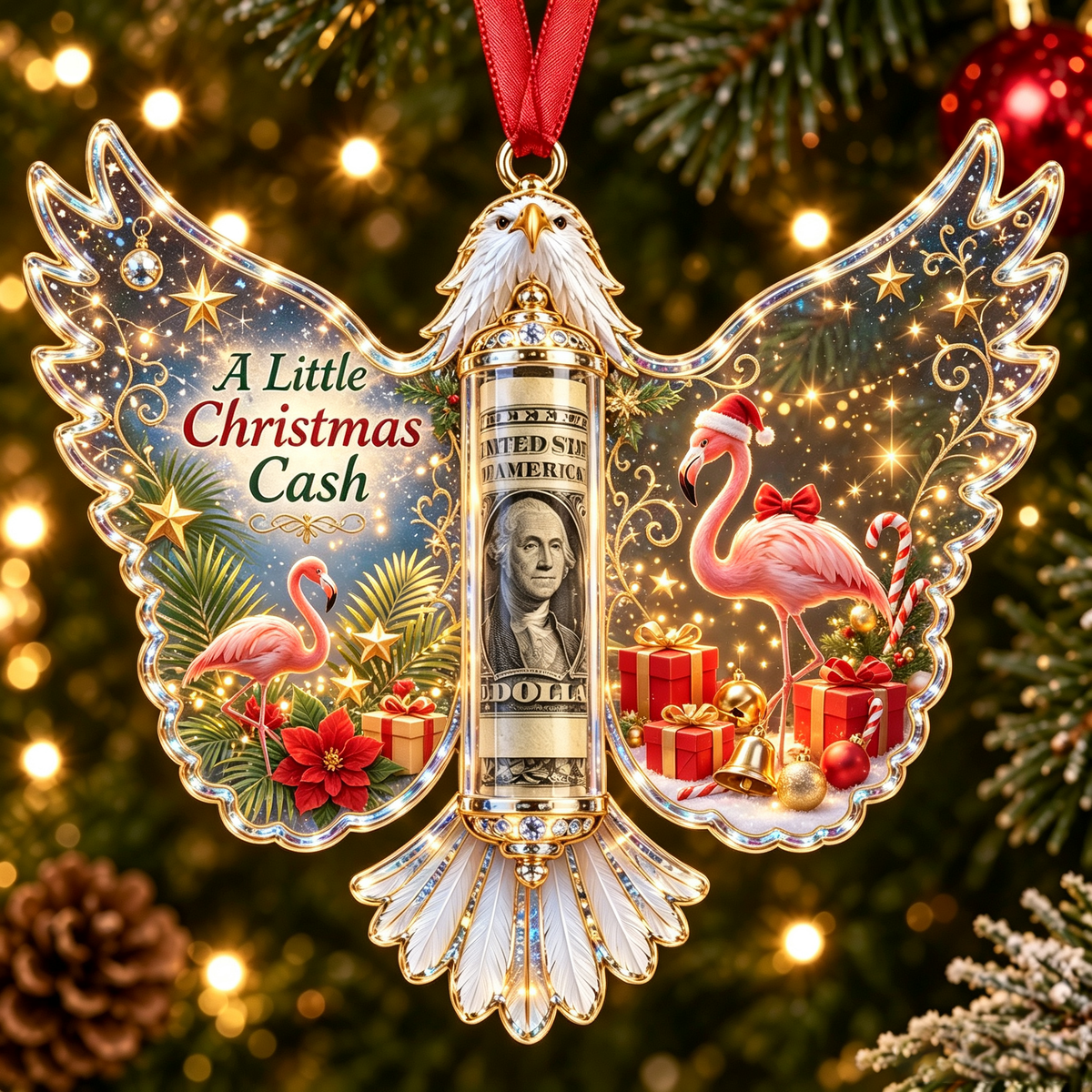 🦅 💵 Christmas Cash Gift Bald Eagle Ornament – Holiday Money Holder Keepsake 🎄 ✨