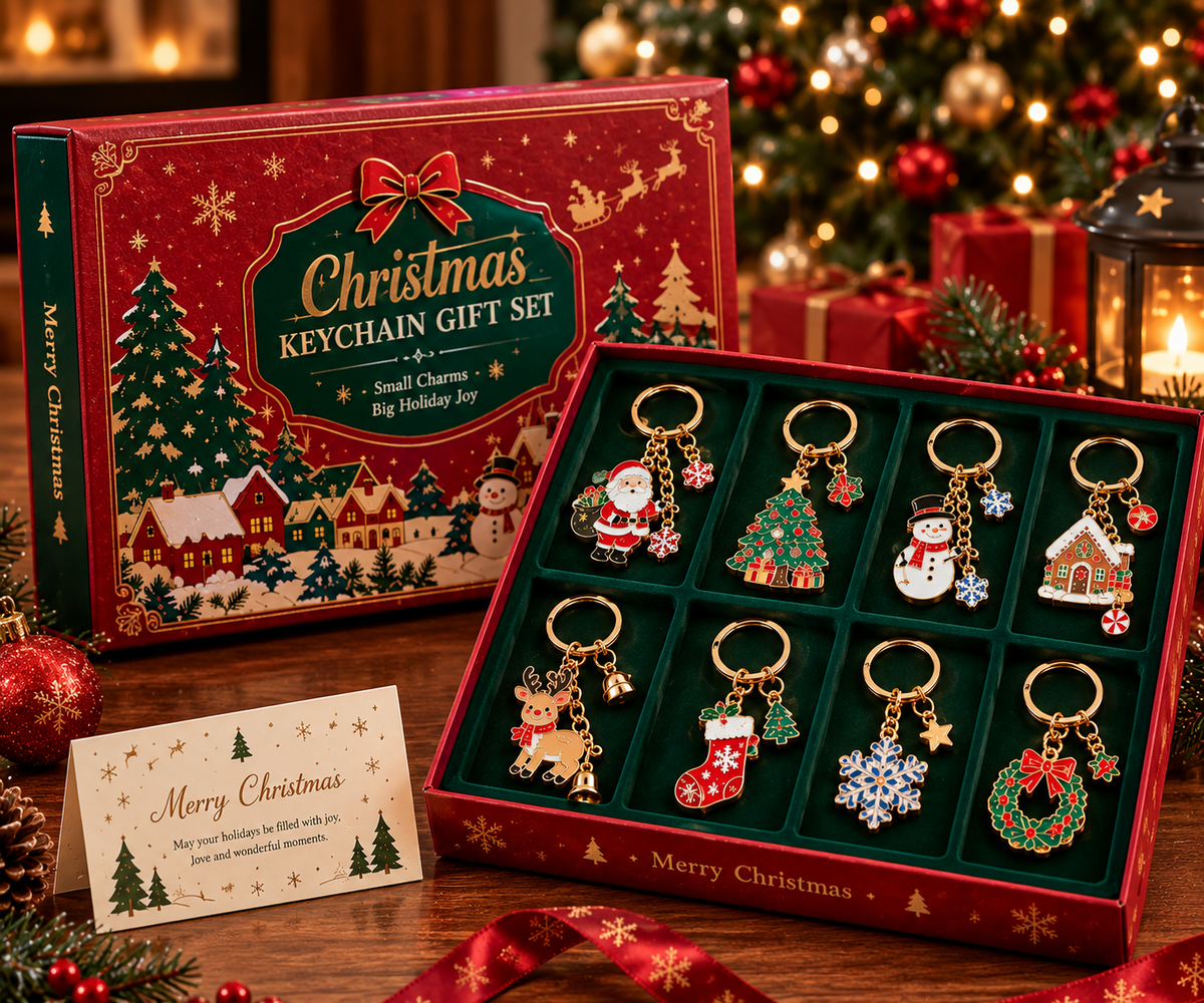 🎄Christmas Metal Keychain – Cute Christmas Character Keyring Gift