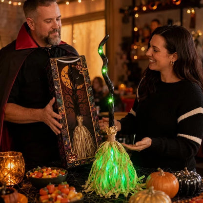 🧙‍♀️Magic Halloween Animated Moving Witch Broom Light‑Sound‑Motion🧹