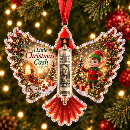 🐦 💵 Christmas Cash Gift Cardinal Ornament – Holiday Money Holder Keepsake 🎄 ✨