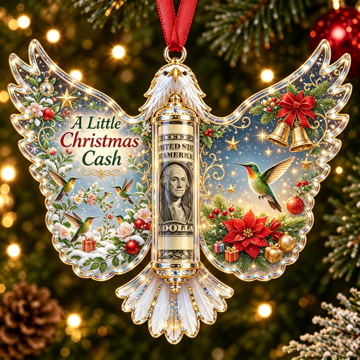 🦅 💵 Christmas Cash Gift Bald Eagle Ornament – Holiday Money Holder Keepsake 🎄 ✨