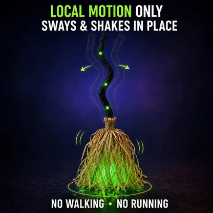 🧙‍♀️🧹Magic Halloween Animated Moving Witch Broom Light‑Sound‑Motion
