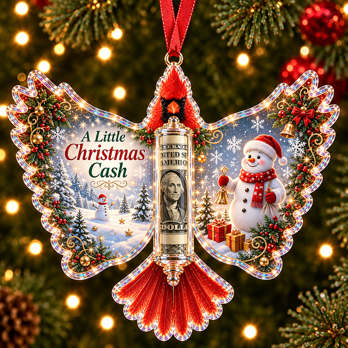 🐦 💵 Christmas Cash Gift Cardinal Ornament – Holiday Money Holder Keepsake 🎄 ✨