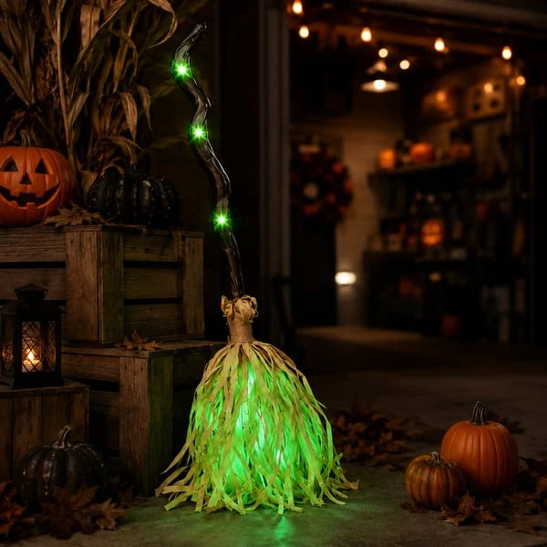 🧙‍♀️Magic Halloween Animated Moving Witch Broom Light‑Sound‑Motion🧹