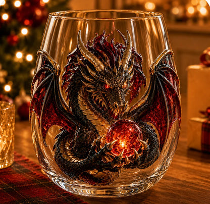 🐉✨ 3D Mythic Dragon Glass Art Cup | Luxury Raised Fantasy Glassware for Whiskey, Home Bar Décor & Legendary Gifts🎁