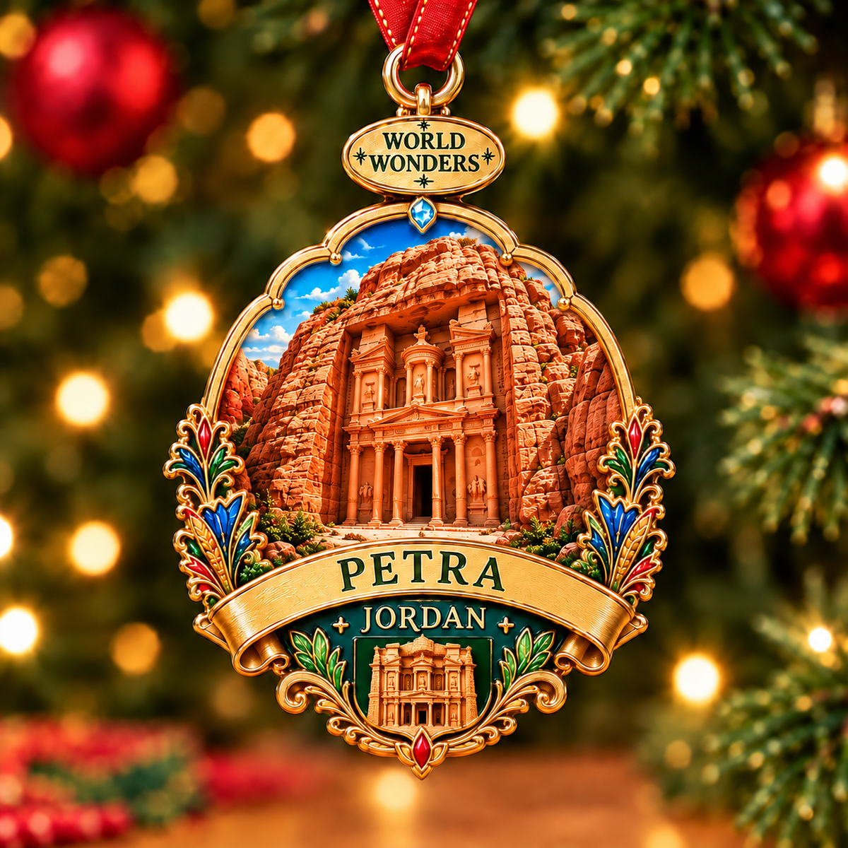 🌎🏛️7 Wonders of the World Christmas Ornaments – Iconic Travel Souvenir Hanging Decorations🌍✨
