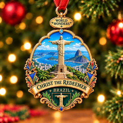 🌎🏛️7 Wonders of the World Christmas Ornaments – Iconic Travel Souvenir Hanging Decorations🌍✨