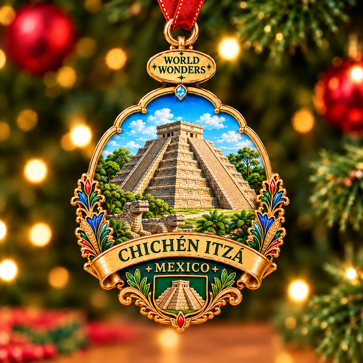 🌎🏛️7 Wonders of the World Christmas Ornaments – Iconic Travel Souvenir Hanging Decorations🌍✨