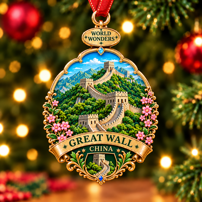 🌎🏛️7 Wonders of the World Christmas Ornaments – Iconic Travel Souvenir Hanging Decorations🌍✨