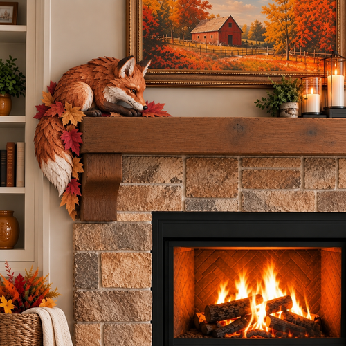 🍂 🦊 Autumn Harvest Fox Door Frame & Fireplace Corner Decor