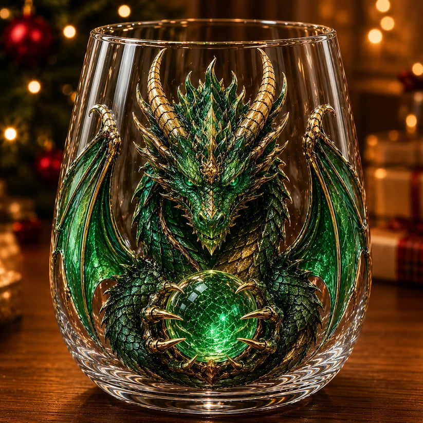 🐉✨ 3D Mythic Dragon Glass Art Cup | Luxury Raised Fantasy Glassware for Whiskey, Home Bar Décor & Legendary Gifts🎁