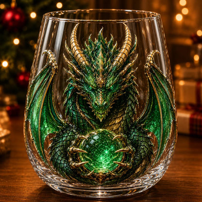 🐉✨ 3D Mythic Dragon Glass Art Cup | Luxury Raised Fantasy Glassware for Whiskey, Home Bar Décor & Legendary Gifts🎁