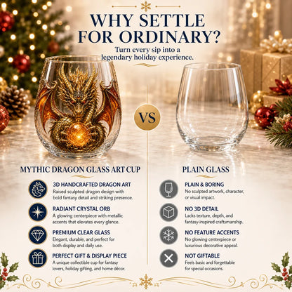 🐉✨ 3D Mythic Dragon Glass Art Cup | Luxury Raised Fantasy Glassware for Whiskey, Home Bar Décor & Legendary Gifts🎁