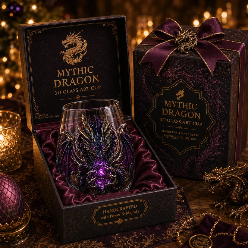 🐉✨ 3D Mythic Dragon Glass Art Cup | Luxury Raised Fantasy Glassware for Whiskey, Home Bar Décor & Legendary Gifts🎁