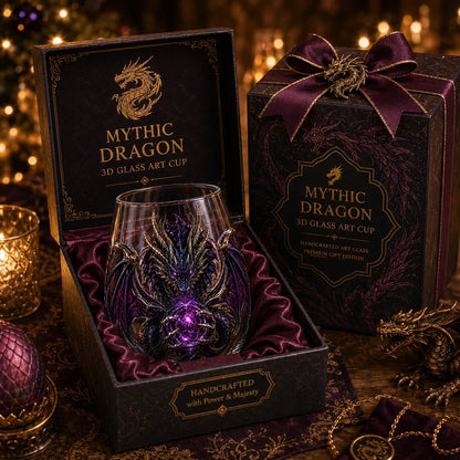 🐉✨ 3D Mythic Dragon Glass Art Cup | Luxury Raised Fantasy Glassware for Whiskey, Home Bar Décor & Legendary Gifts🎁