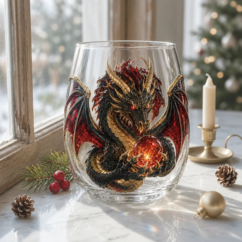 🐉✨ 3D Mythic Dragon Glass Art Cup | Luxury Raised Fantasy Glassware for Whiskey, Home Bar Décor & Legendary Gifts🎁
