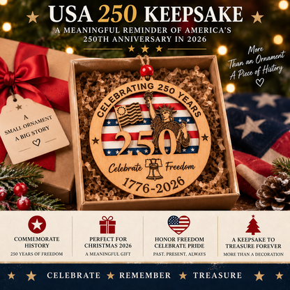 🎄 USA 250 Double-Layer Wooden Christmas Ornamen