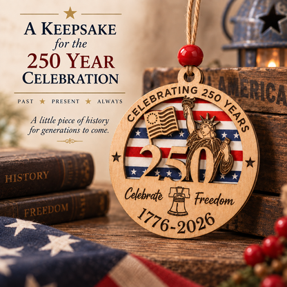 🎄 USA 250 Double-Layer Wooden Christmas Ornamen
