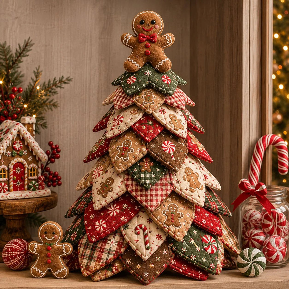 🔥Last Day 50% OFF - Americana Christmas Tree Quilt Kit | All-in-One Christmas Quilting Craft Kit