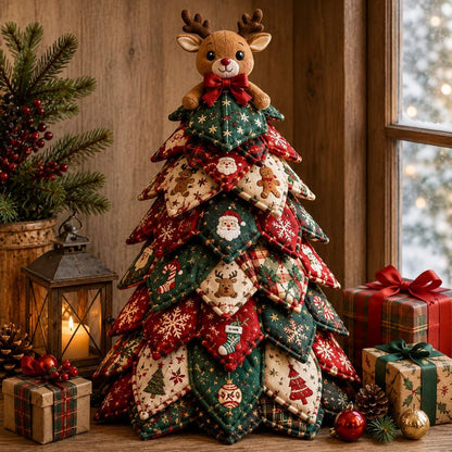 🔥Last Day 50% OFF - Americana Christmas Tree Quilt Kit | All-in-One Christmas Quilting Craft Kit