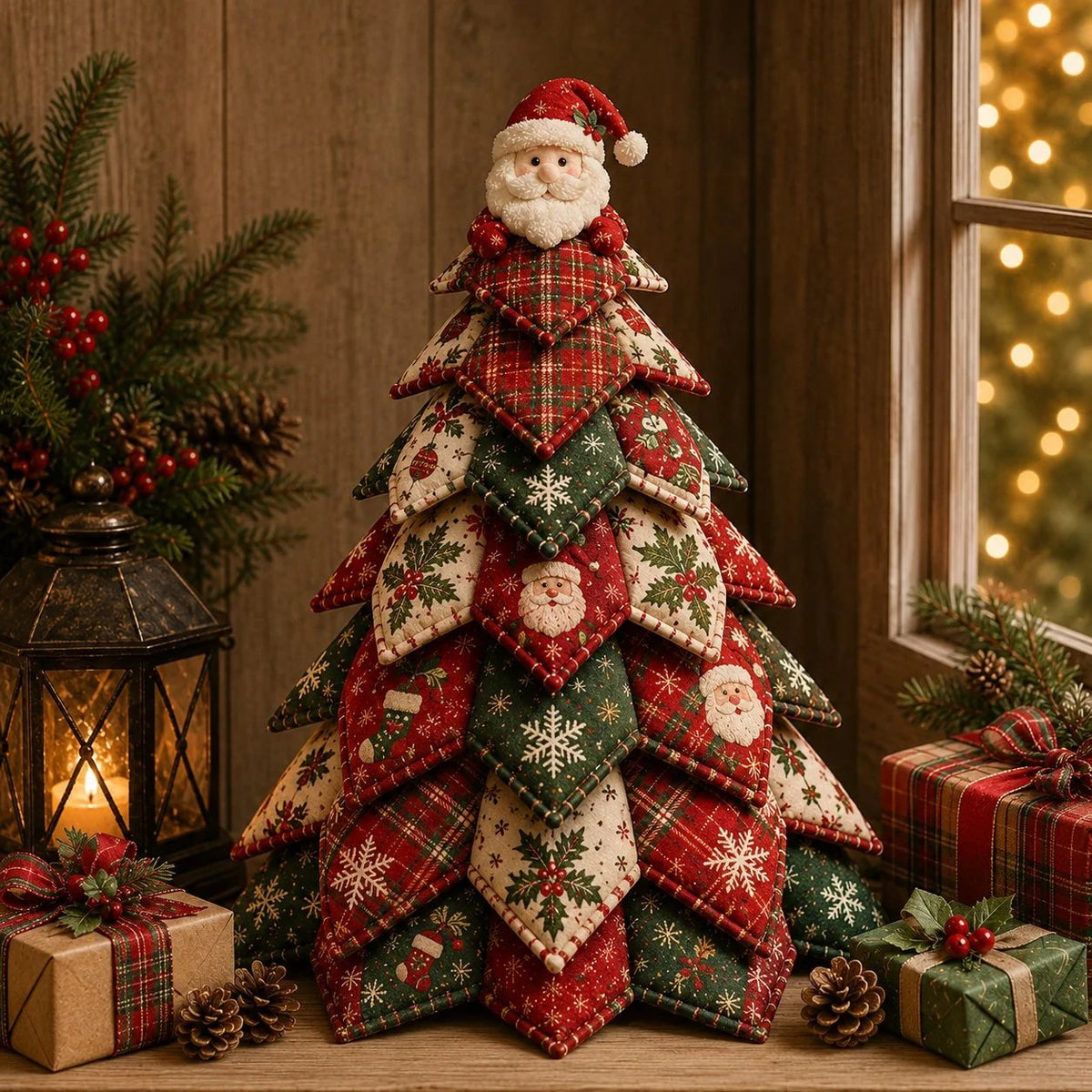 🔥Last Day 50% OFF - Americana Christmas Tree Quilt Kit | All-in-One Christmas Quilting Craft Kit
