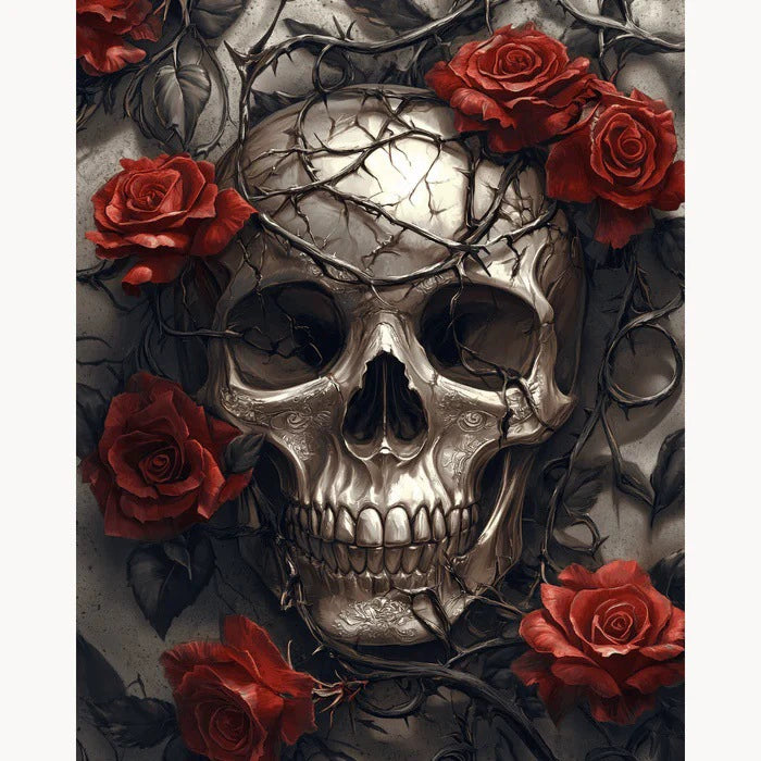 Paint by Numbers - Skull & Red Roses