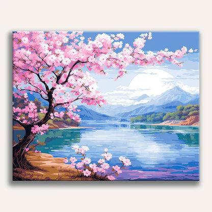 Paint by Numbers - Cherry Blossom Lake