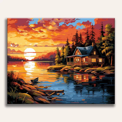 Paint by Numbers - Lakeside Cabin