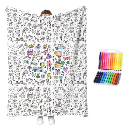 DIY Drawing Blanket with 24 Colors Markers Available