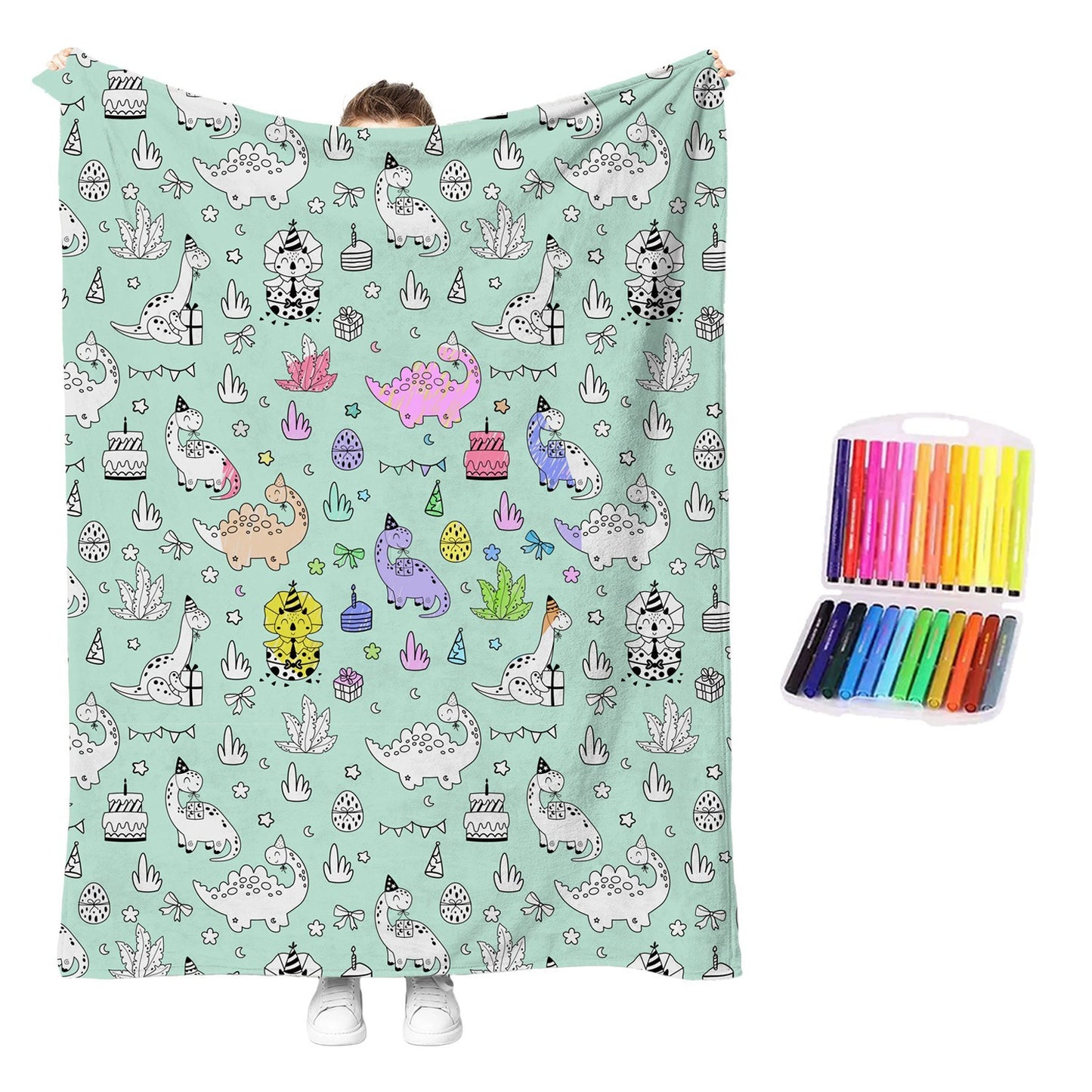 DIY Drawing Blanket with 24 Colors Markers Available