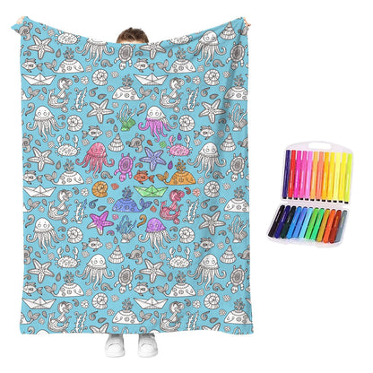DIY Drawing Blanket with 24 Colors Markers Available