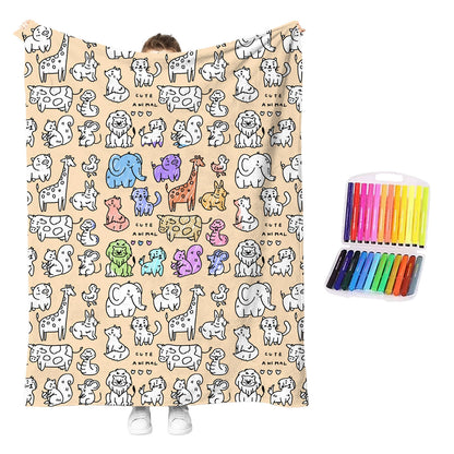 DIY Drawing Blanket with 24 Colors Markers Available