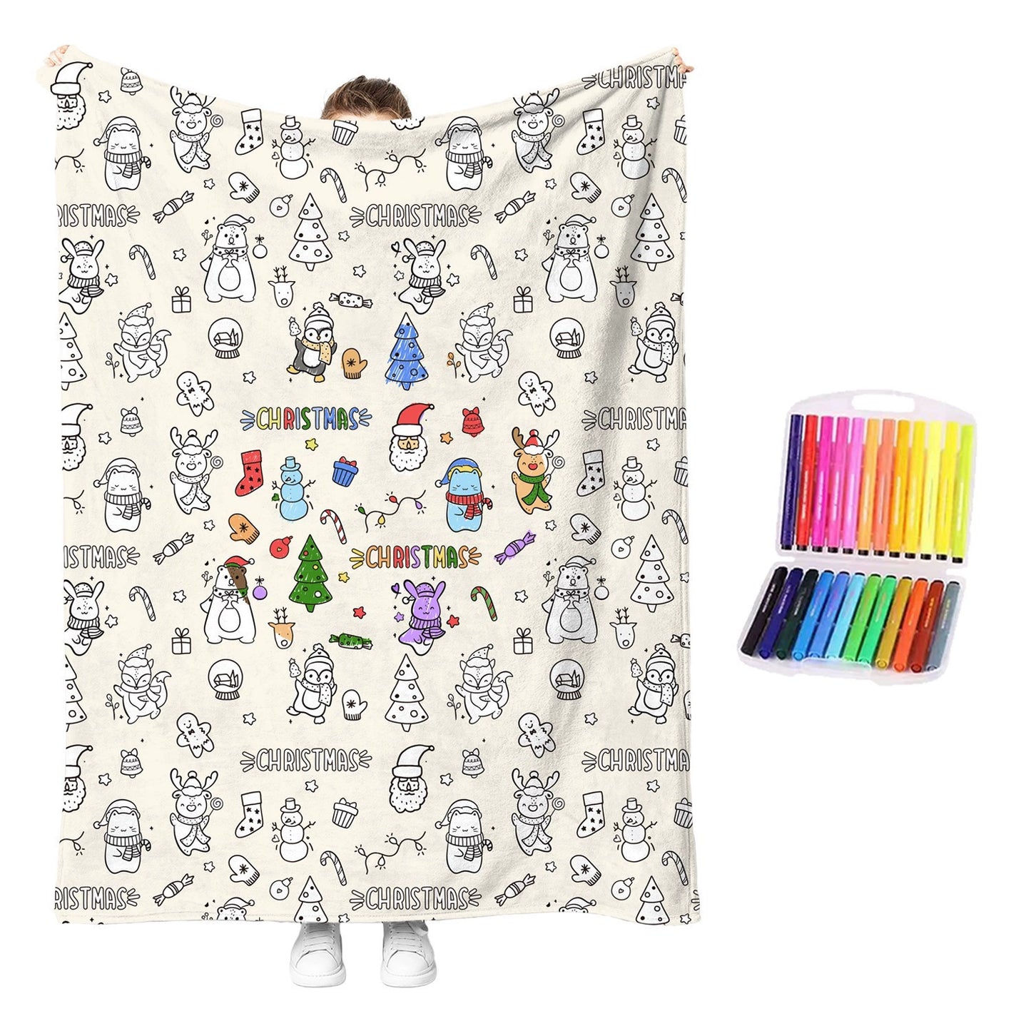DIY Drawing Blanket with 24 Colors Markers Available