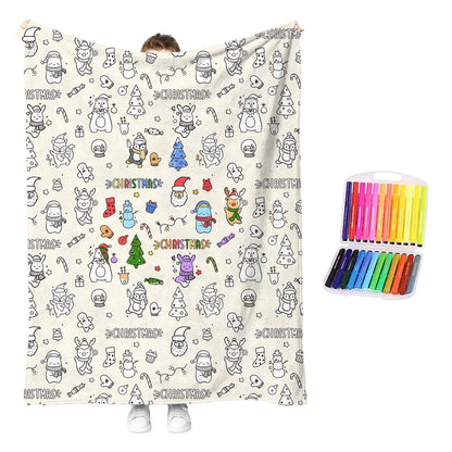 DIY Drawing Blanket with 24 Colors Markers Available