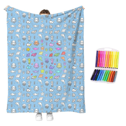 DIY Drawing Blanket with 24 Colors Markers Available