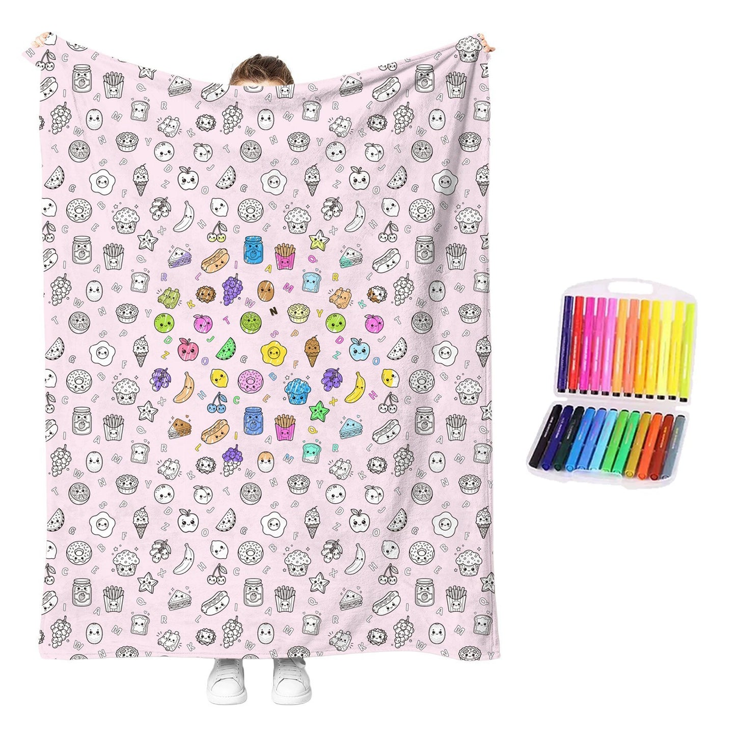DIY Drawing Blanket with 24 Colors Markers Available