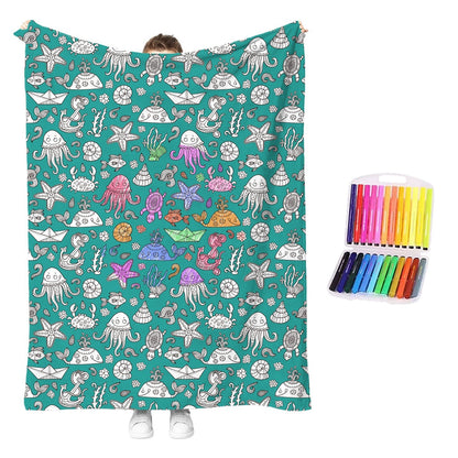 DIY Drawing Blanket with 24 Colors Markers Available