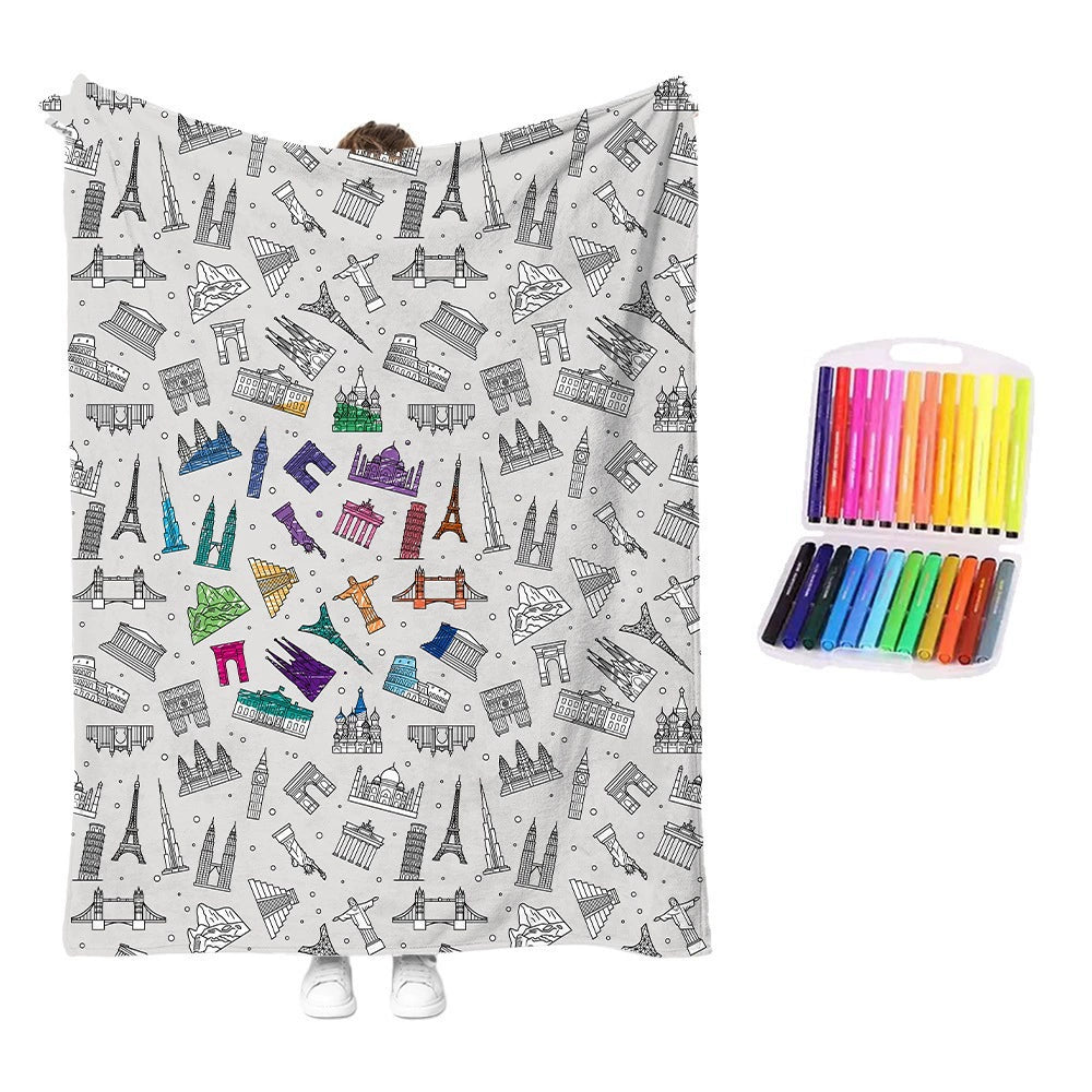 DIY Drawing Blanket with 24 Colors Markers Available