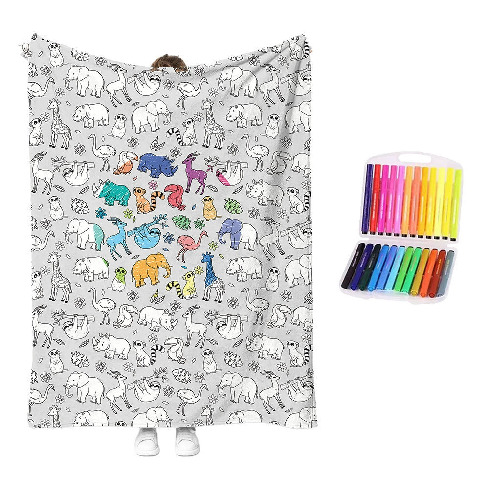 DIY Drawing Blanket with 24 Colors Markers Available